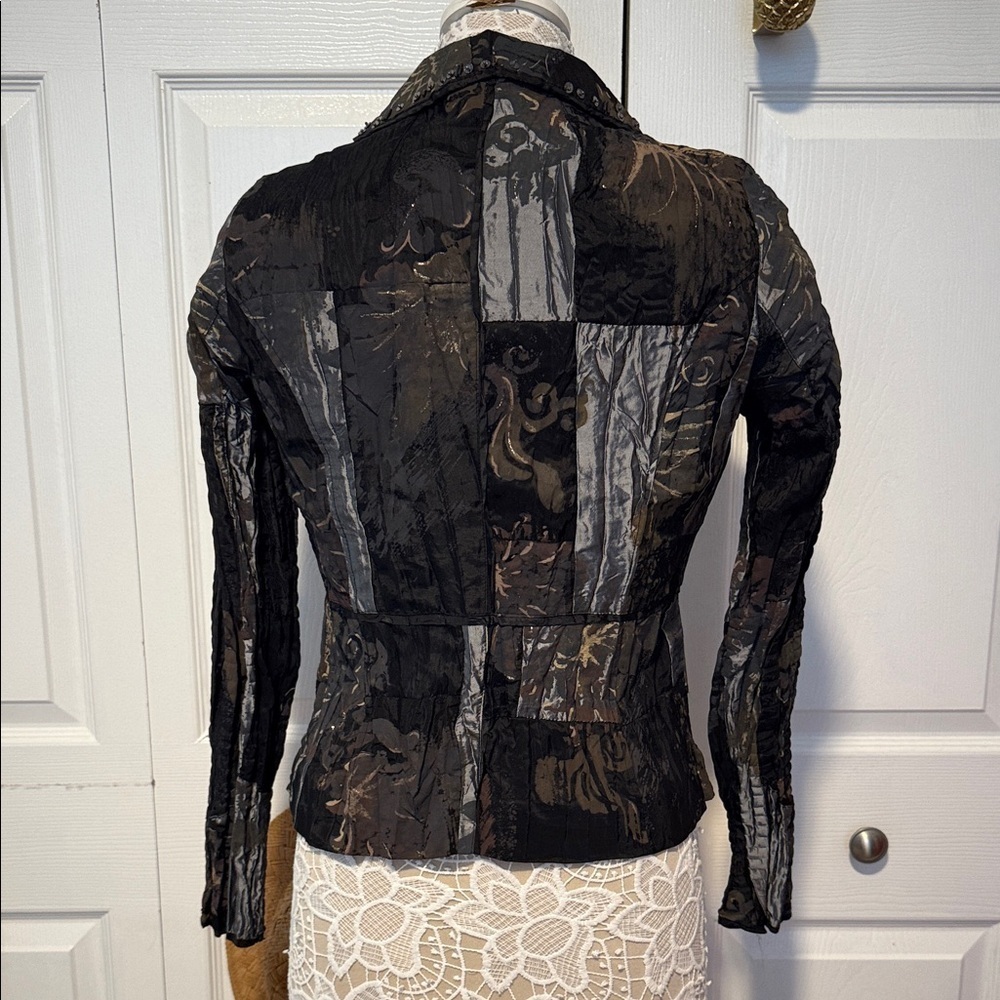 Alberto Makali patchwork blazer jacket three-button sequin embellishments S - Picture 6 of 12
